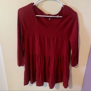 ANTHRO Knitted & Knotted Maroon Blouse-Sm